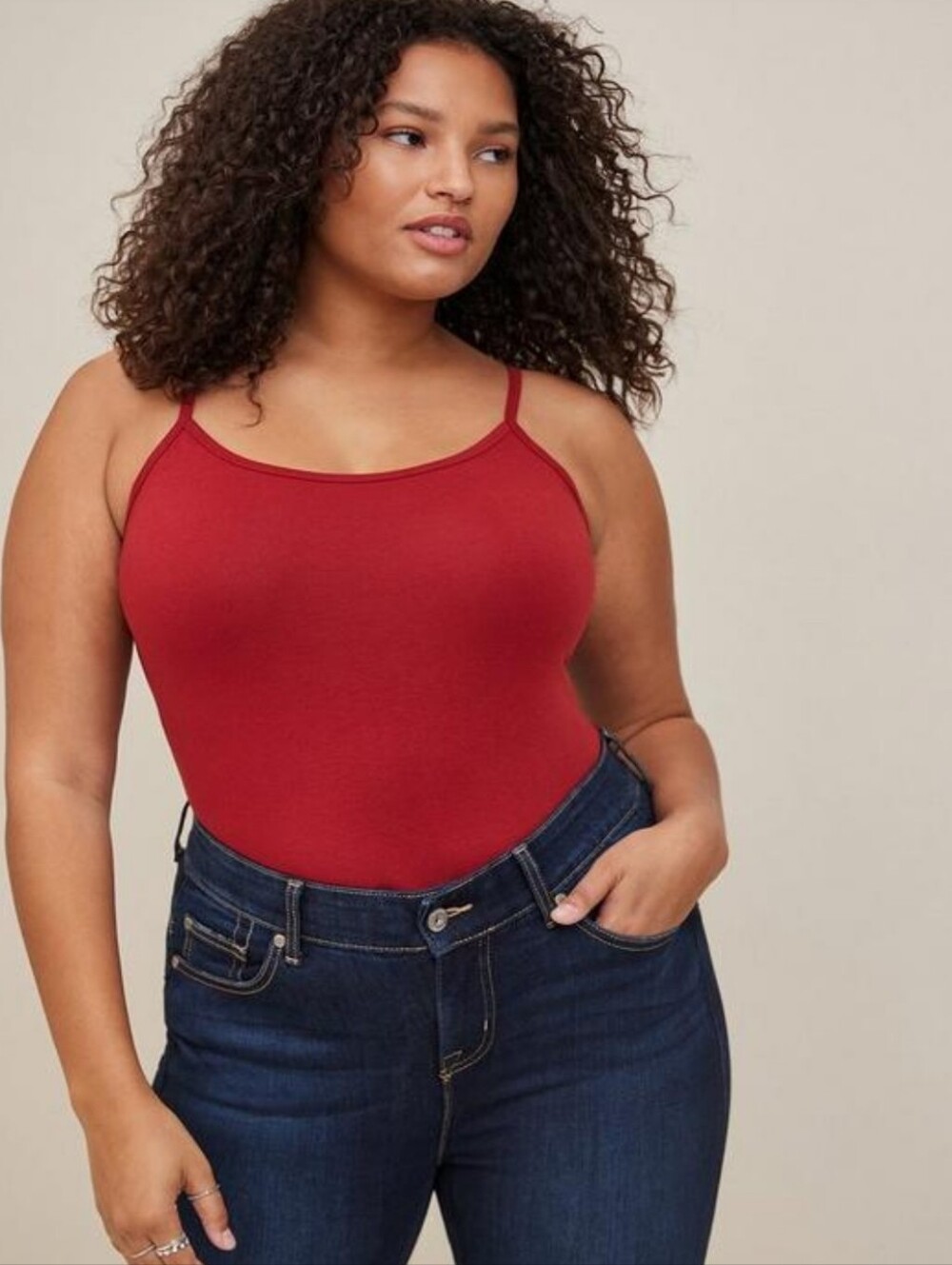 Women’s Red Slim Fit Camisole Tank Top